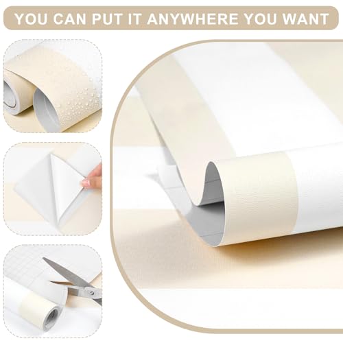 Beige and White Striped Peel and Stick Wallpaper 17.3"x80" | Beige and White Contact Paper Modern Removable Self-Adhesive Vinyl Striped Wallpaper for Bedroom Bathroom Kitchen - color: Beige, size: 17.3" x 80"