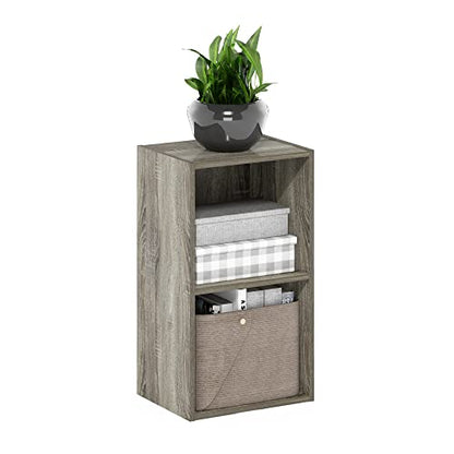 Furinno PASIR Book Shelf, 2-Tier Modern Bookshelf, Open Shelves Bookcase 9 x 12 x 21, Easy Assembly, for Living Room, Bedroom, Home Office, French Oak - color: French Oak, size: 2-Cube