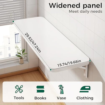 Wall Mounted Folding Table, Folding Desk, The Preferred Choice for Garages and Sheds/Home Offices/Laundries/Home Bars/Kitchens (White, 47.22" D x 19.68" W) - color: White, size: 47.22"D x 19.68"W