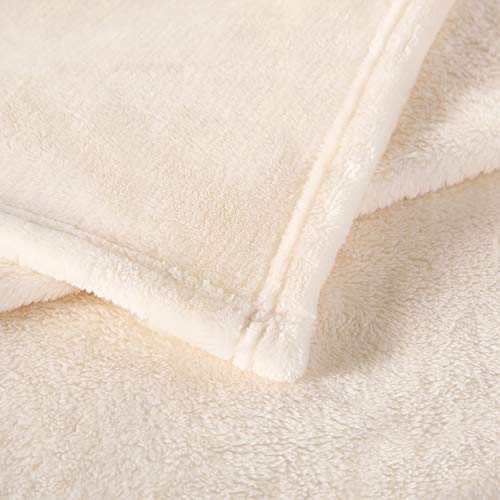 TASTHROW Large Flannel Fleece Throw Blanket, 50×70 Inch - Creamwhite | Cozy Lightweight Thick Blanket - All Seasons Suitable for Women, Men and Kids - color: Creamwhite, size: 50"x70"