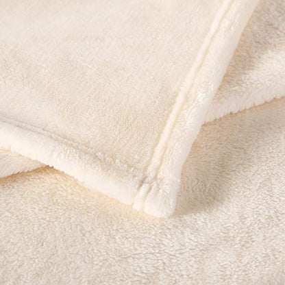 TASTHROW Large Flannel Fleece Throw Blanket, 50×70 Inch - Creamwhite | Cozy Lightweight Thick Blanket - All Seasons Suitable for Women, Men and Kids - color: Creamwhite, size: 50"x70"