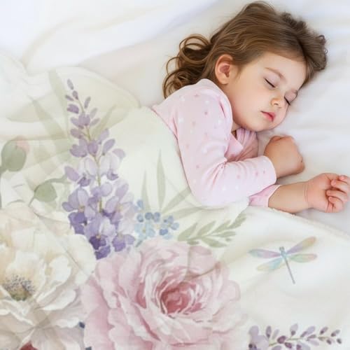 White Pink Purple Flower Fuzzy Throw Blanket Ultra Soft Sofa Blanket for Wife Girls Blankets New Apartment Gifts House Essentials for Bedroom Living Rooms Couch Sofa Bed 40X50 Inch - size: 40 × 50 inch