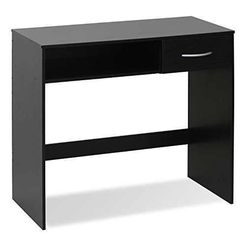 FURINNO JAYA Computer Study Desk with Drawer, Brown | Lower Shelf, Rectangular Computer Study Desk, Office Desk for Home Office, Bedroom - color: Espresso, size: With Drawer, 32.2 in. x 15.5 in.