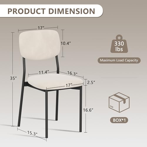 Einhomn Upholstered Dining Chairs Set, Modern Stackable Dining Room Chairs with Soft Velvet Backrest, Kitchen Chairs with Sturdy Metal Legs for Living Room, Restaurant, Set of 2,Cream Beige - color: Cream Beige