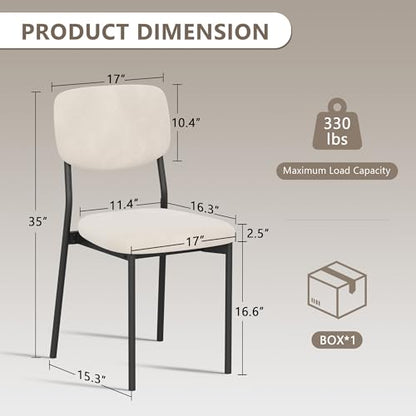 Einhomn Upholstered Dining Chairs Set, Modern Stackable Dining Room Chairs with Soft Velvet Backrest, Kitchen Chairs with Sturdy Metal Legs for Living Room, Restaurant, Set of 2,Cream Beige - color: Cream Beige
