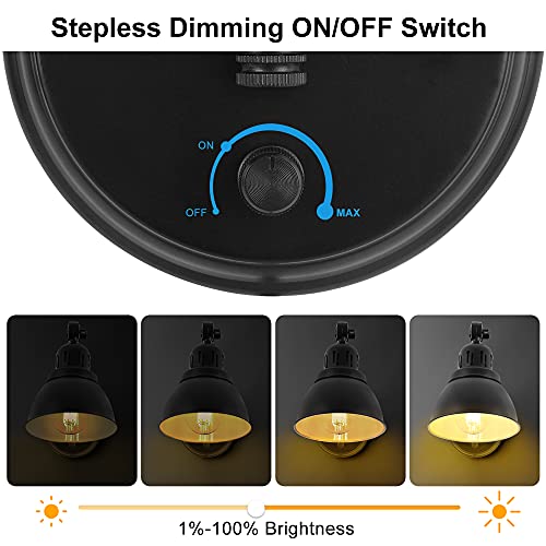 GOODATE Plug in Wall Sconces, Wall Sconce Lighting with Dimmable On Off Switch, Swing Arm Wall Lamp, Black Metal Industrial Wall Light Fixtures, Safety E26 Base, 6FT Plug in Cord - size: Black-1 PACK