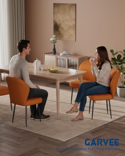 Garvee PU Leather Dining Chairs Set of 2, Modern Fabric Upholstered Kitchen Side Chairs with Metal Pegs, Brown - color: Brown, size: Set of 2