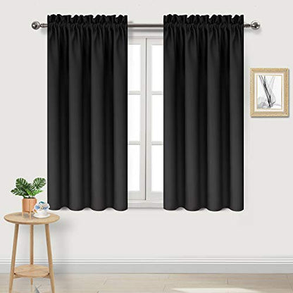 DWCN Blackout Curtains for Bedroom Living Room 42 x 45 Inch Long Black | 2 Panels Set, Room Darkening, Thermal Insulated, Light Blocking, Rod Pocket Drapes, Noise Reducing Window Treatments - color: Black, size: 42"W x 45"L (Pack of 2)