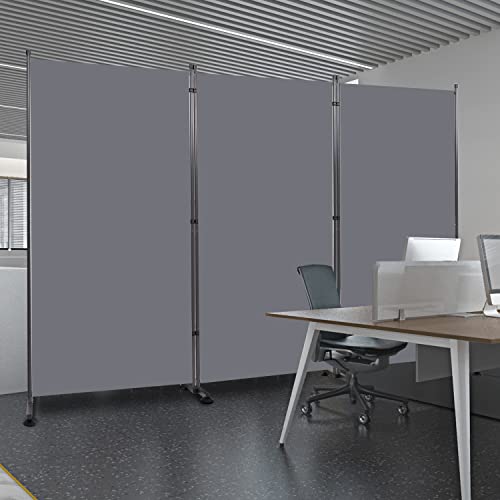 Room Divider 3 Panel Folding Privacy Screen, Round Pad Design Wall Divider | 71''Hx102''W, UV Protection Fabric, Wobble-free Metal Frame, Large 3 Panel Partition Room Dividers, Indoor Window Blackout - color: Grey