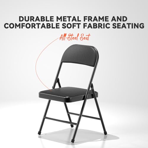 Nazhura 4 Pack Folding Chairs, Fabric Dining Chair Set with Padded Cushion and Back, Indoor Outdoo Seat for Home Office Events Wedding Party (Charcoal Fabric Seating) - color: Charcoal
