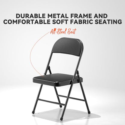 Nazhura 4 Pack Folding Chairs, Fabric Dining Chair Set with Padded Cushion and Back, Indoor Outdoo Seat for Home Office Events Wedding Party (Charcoal Fabric Seating) - color: Charcoal