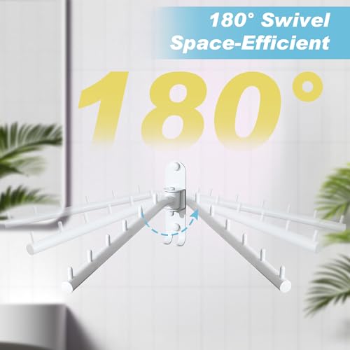 Alise Wall Mounted Clothes Drying Rack,Swivel Clothes Hanger,White,1Pcs | Space Saving Laundry Rack,Heavty Duty Stainless Steel Clothes Wall Drying Rack for Laundry Closet Bedroom/Bathroom - color: White, size: 5005J (1 Pack)