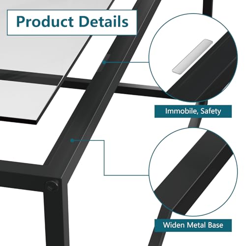Glass Coffee Table Modern Center Table,Minimalist Coffee Table for Living Room,Tempered Glass-top with Sturdy Metal Frame, Easy Assembly,Black - color: Black, style: Rectangle