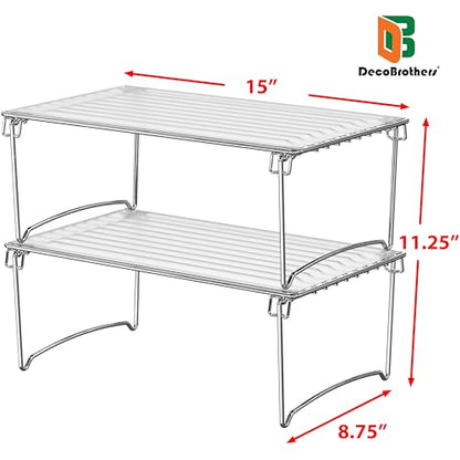 Deco Brothers Stackable Cabinet Shelf Organizer, 2 Pack, Chrome - color: Chrome