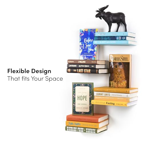 Floating Invisible Bookshelf Wall Mounted (Set of 4) - Aluminum - Turn Books into Floating Shelves - size: Large