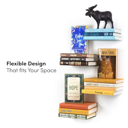 Floating Invisible Bookshelf Wall Mounted (Set of 4) - Aluminum - Turn Books into Floating Shelves - size: Large