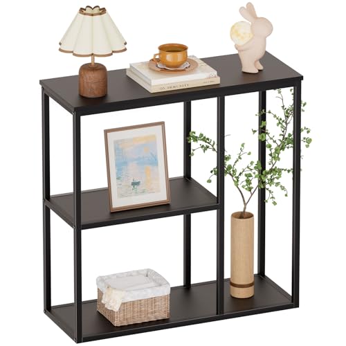 WOHOMO 31.5 in Entryway Table Modern Sofa Table with Shelves Black | 12 Inch Narrow Console Table for Living Room, 31.5" Hallway Table for Corridor, with 3-Tier Storage - color: Black, size: 31.5"