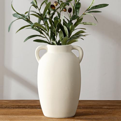 White Ceramic Vase-Boho Decorative Vase,Terracotta Tall Vases Decorative Pottery are Suitable for Decorating Living Rooms,Kitchens,and Bedrooms. - color: White