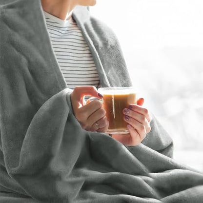 Elegant Throw Blanket for Couch & Sofa, All-Season Lightweight Fleece Blanket, Luxury Soft Cozy Fuzzy Throw for Her Him, Grey, 50 x 56 Inches