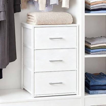 Fixwal Closet Drawers for Clothes, 1 Pack, 3 Drawers Dresser, 15.7" Wide | height 23.6", 3 fabric storage drawers, wooden top, white, spacious storage, dresser for bedroom - size: 11.8"D x 15.7"W x 23.6"H
