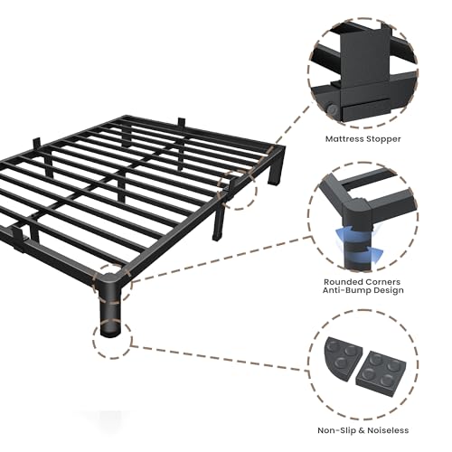 ROIL 10 Inch King Bed Frame with Rounded Corner & 4 Mattress Baffles | Easy Assembly, Noise Free, 3500LBS Load Capacity, No Box Spring Needed, Heavy Duty Steel, No Box Spring Needed, Rubber Pads - size: King, style: 10 Inch