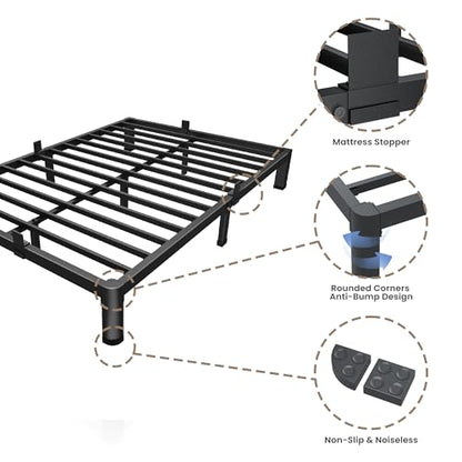 ROIL 10 Inch King Bed Frame with Rounded Corner & 4 Mattress Baffles | Easy Assembly, Noise Free, 3500LBS Load Capacity, No Box Spring Needed, Heavy Duty Steel, No Box Spring Needed, Rubber Pads - size: King, style: 10 Inch