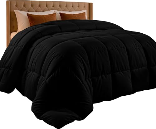 Utopia Bedding Queen Comforter, Duvet Insert, Black, 88 x 88 Inches | Soft and Fluffy Down Alternative Bed Comforter, All Season, Breathable, Corner Tabs, Box Stitched, Durable, Machine Washable - color: Black, size: Queen