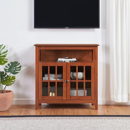 Convenience Concepts Big Sur Highboy TV Stand 36" - Modern Entertainment Center For TVs up to 40", Storage Cabinet for Dining, Living Room, & Entryway, Console Hall Table with Shelves, Cherry - color: Cherry
