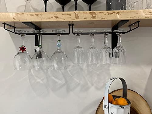 14-Inch Black Wine Glass Rack, Under Cabinet Wine Glass Holder, Stemware Rack, Hanging Stemware Holder, Set of 2 - color: Black, size: 14 Inch 2 Pack