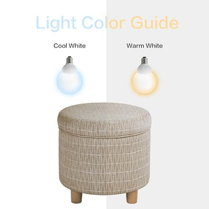 HomePop 19" Round Storage Ottoman - Tan Geometric Pattern - color: Tan Geometric Pattern