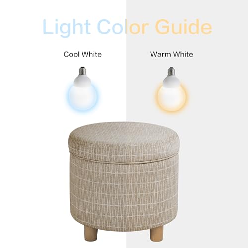 HomePop 19" Round Storage Ottoman - Tan Geometric Pattern - color: Tan Geometric Pattern