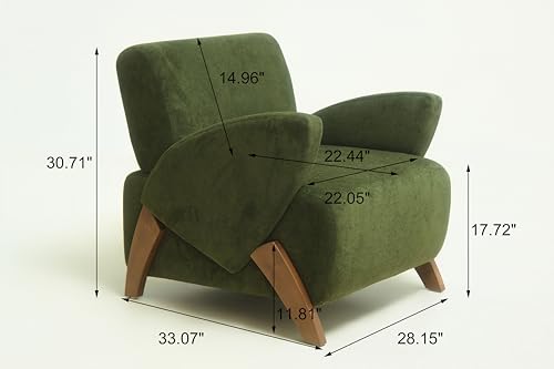 33" Velvet Fabric Modern Comfort Lazy Cloud Chair, Upholstered Deep Seat Single Sofa with Birch Legs, Fashion Lounge Chair with Slim Design for Living Room, Dark Green - color: Dark Green