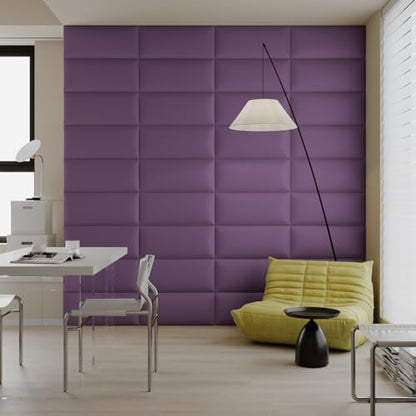 Extra Wide Light Purple Faux Leather Headboard Wall Mount Set - 9-Piece Peel & Stick Bed Backboard Panels (24x12 Inch), Queen/King Size Bed Frame Compatible - color: Light Purple