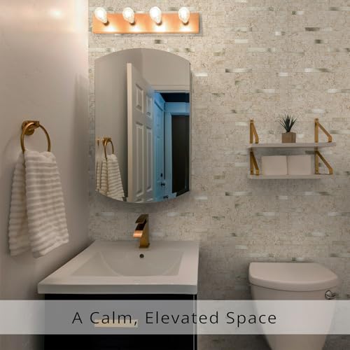 StyloVue 20 Sheets Peel and Stick Backsplash for Kitchen, 2026 Upgraded Classic Travertine Beige with Gold Metal Accents, Stick on Tile for Kitchen Backsplash, RV, Fireplace - color: Travertine Beige