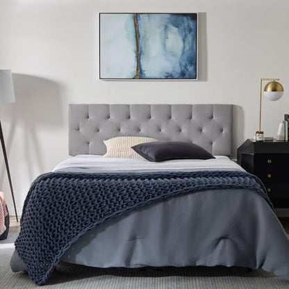Lucid Mid-Rise Upholstered Headboard - Diamond Tufted - Padded Polyester - Adjustable Height from 34” to 46” - Easy Assembly - Bed Frame or Wall Mount - Sturdy - Stone - Twin / Twin XL Size - color: Stone, size: Twin/Twin XL