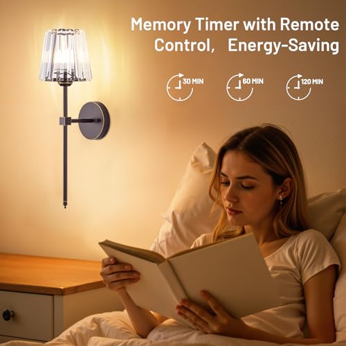 Crystal Battery Operated Wall Sconces Set of 2, Brown and Gold Rechargeable Wireless Wall Lights with Crystal Lampshade, 12 RGB and 3CCT Dimmable Wall Lamps with Remote for Bedroom Living Room Hallway - color: Brown and Gold