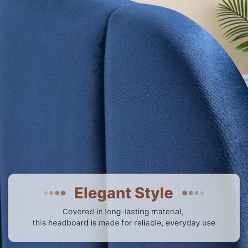 Upholstered Headboard Adjustable Height Queen/King Headboard Velvet Tufted Modern Headboards Easy Assemble Channel Stitched Headboard(Azure King) - color: Azure, size: King