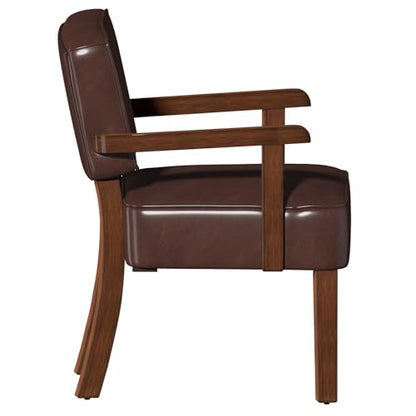 Faux Leather Accent Chair, Mid Century Armchair with Wood Frame | Living Room Chairs with Soft Thicken Cushion,Comfy Reading Chair for Bedroom,Waiting Room,Home Office,Easy Assembly,Cherry - color: Faux Leather Cherry, size: One Chair