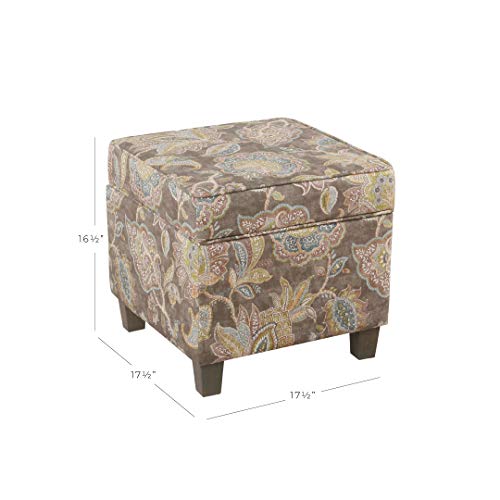 HomePop 18" Classic Square Storage Ottoman - Gray Floral - color: Gray Floral