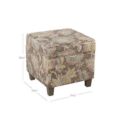 HomePop 18" Classic Square Storage Ottoman - Gray Floral - color: Gray Floral