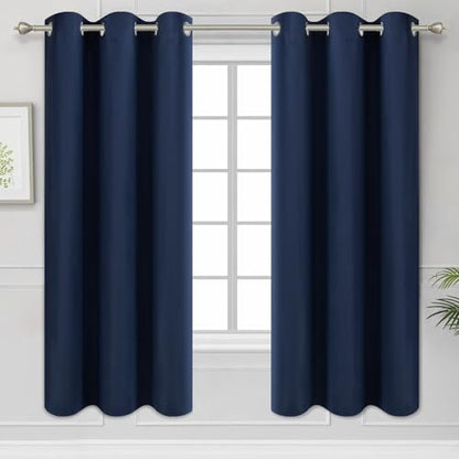 Diraysid Navy Blue Grommet Blackout Curtains for Bedroom Thermal Insulated Room Darkening Curtains Drapes, 42"x 63", 2 Panels - color: Navy Blue, size: 42"W x 63"L (Pack of 2)
