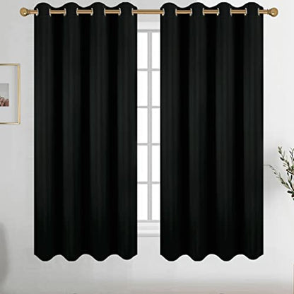 Diraysid Black Grommet Blackout Curtains for Bedroom Thermal Insulated Room Darkening Curtains Drapes, 52 x 63, 2 Panels - color: Black, size: 52"W x 63"L (Pack of 2)