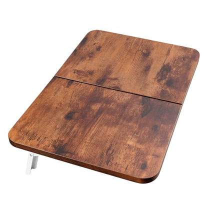 Neoaider Wall Mounted Folding Desk 23.6” x 15.7”, Brown | Drop Down Table with Metal Collapsible Brackets, Folding Wall Table for Small Spaces, Home, Office, Kitchen, Laundry Room - color: Brown, size: 23.6" x 15.7"