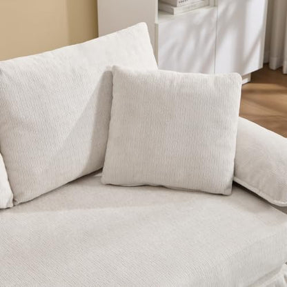 3-in-1 Convertible Pull Out Loveseat Sofabed, Upholstered Sleeper Sofa Bed | Foldable Loveseat Sleeper Couch, Space‑Saving Lounge Mattress Sofa with Pillows & Cushion for Living Room/Apartment, White - color: White