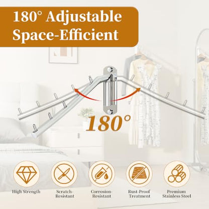 Alise Wall Mounted Drying Rack,Swivel Clothes Drying Hangers,Chrome,2 Pcs | Space Saving Clothes Rack,Heavty Duty Stainless Steel Clothes Wall Drying Rack for Laundry Closet Bathroom - color: Chrome, size: 1005 (2 Pack)