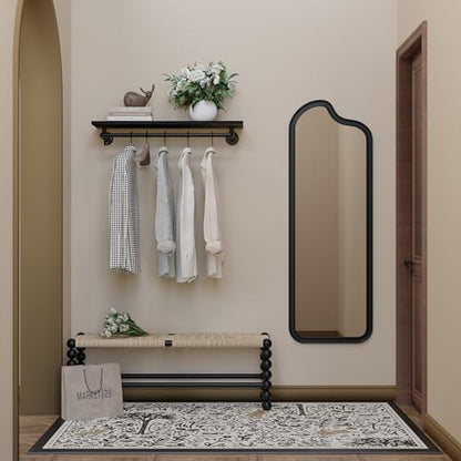 Black Clothes Rack 36in, Wall Mounted Garment Rack with Black Real Wood Shelf, Heavy Duty Hanging Clothes Rack, Multi-Purpose Hanging Rod, Space-Saving Closet Storage - color: Black, size: 1T36IN