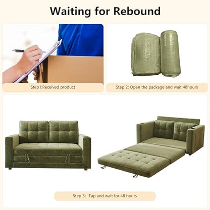 Convertible Sofa Bed, Folding Sofa Bed 2 in1 Pull Out Loveseat Sleeper Sofa, Floor Sofa Bed for Small Spaces Folding Couch Bed with Pillows for Living Room Bedroom - Green - color: Green