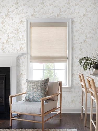 17.3''x197'' Vintage Peel and Stick Wallpaper Boho Beige Neutral Contact Paper White Floral Bird Wallpaper Removable Botanical Renter Friendly Modern Wall Paper Bedroom Bathroom Vinyl Roll - color: Beige Floral&Bird, size: 17.3" x 197"