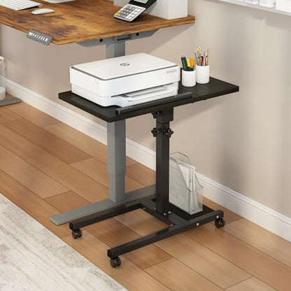 TigerDad Mobile Adjustable Height Laptop Stand PC Computer Portable Notebook Swivel Laptop Desk Rolling Table Desk Cart Tiltable with Wheels Casters& Mouse Pad Table - color: Dekuwood