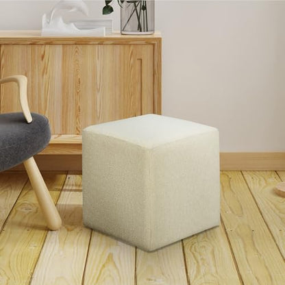 Studio Living Warren 18" Cube Ottoman, Urban Transitional, Fully Assembled, Soft Boucle Fabric, Snow - color: Snow